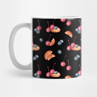 Cookies and berries on black Mug